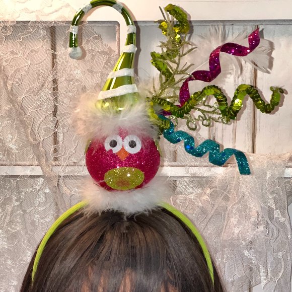 Christmas Lime Green DoDo Bird Headband. Adult Christmas Headband, Christmas Top - Picture 7 of 16